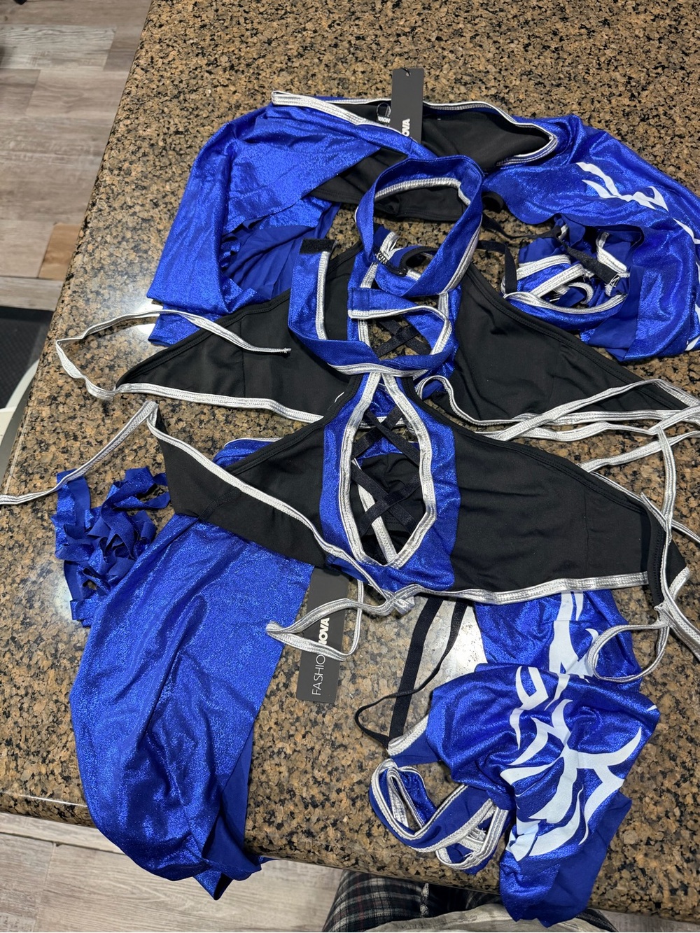 Fashion Nova Blue and Black Performance Dance Set